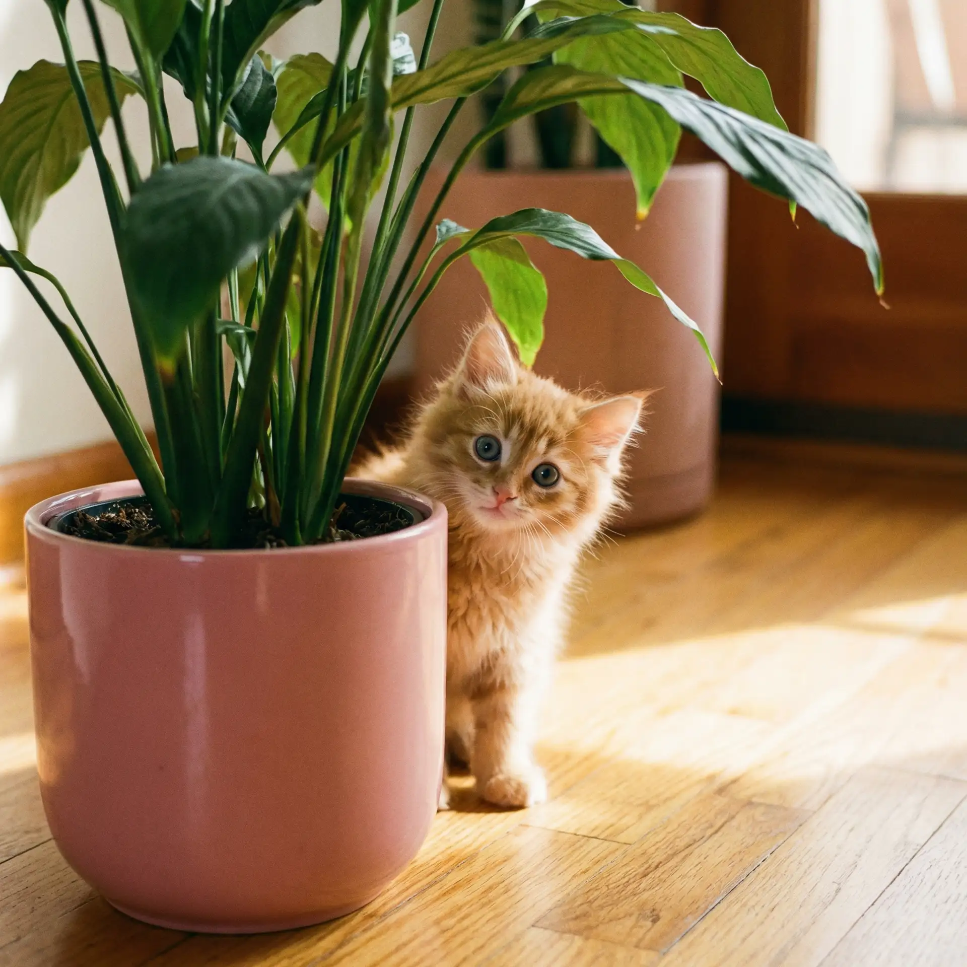 小猫从花盆后探头 - 菊内留香TXl金银花